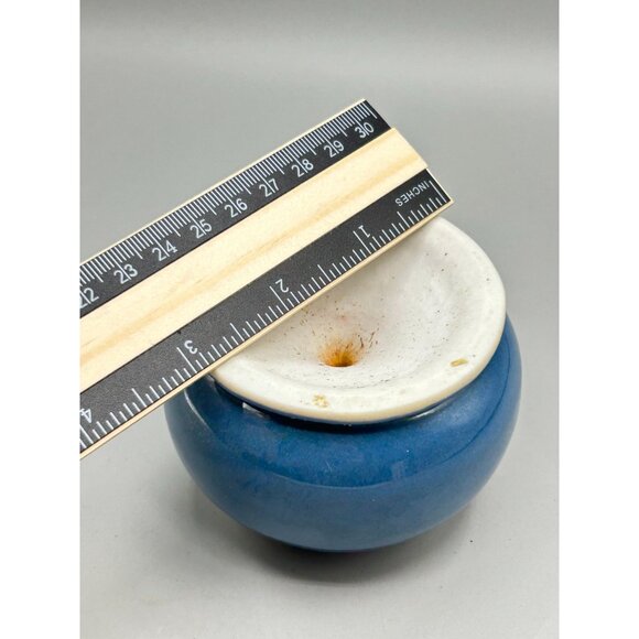 Vintage Signed Ceramic Paperweight Studio Pottery Artisan Piece Pink Blue Glaze - Picture 9 of 10